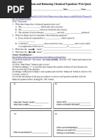 Chemical Reactions and Balancing Chemical Equations Web Quest 1