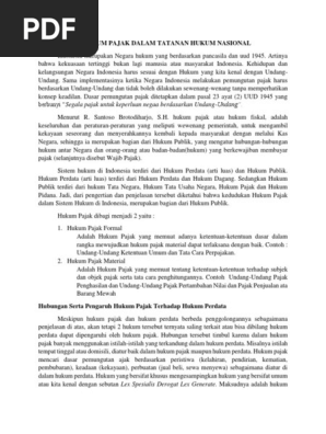 Kedudukan Hukum Pajak Dalam Tatanan Hukum Nasional