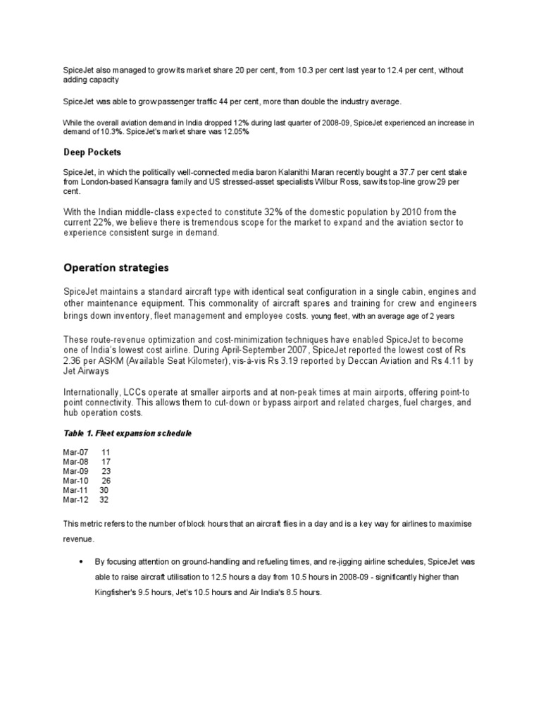 SpiceJet's Growth and Cost Management Strategies | PDF | Business ...