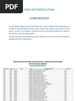 Comunicado Lima Metropolitana Jefe de Seccion Urbano | PDF