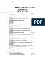 Reglamento Sanitario de Los Alimentos