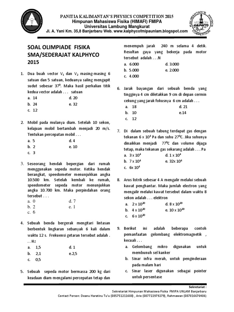 Soal KALPHYCO Olimpiade Sma (2015)