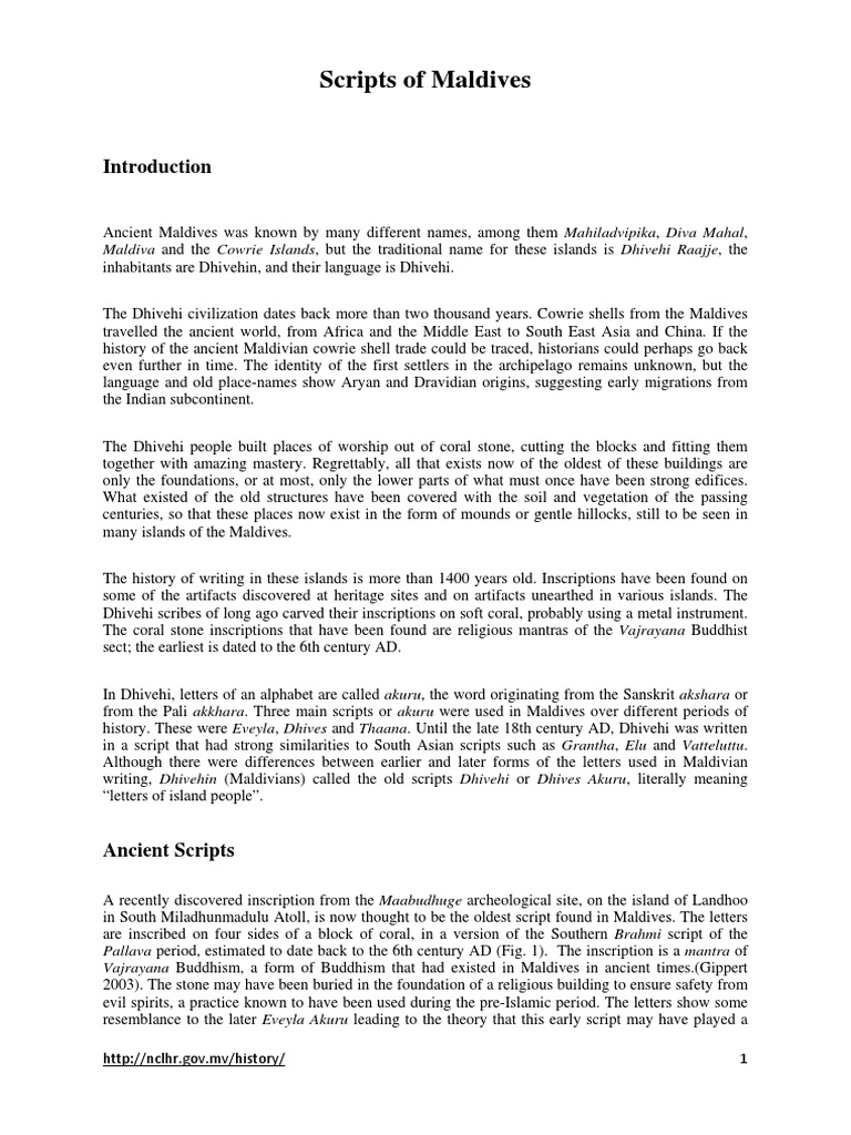 Evolution of Dhivehi Scripts | PDF | Languages Of India | Languages
