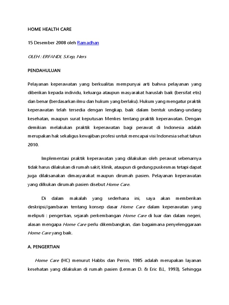 Konsep Home Care Di Indonesia
