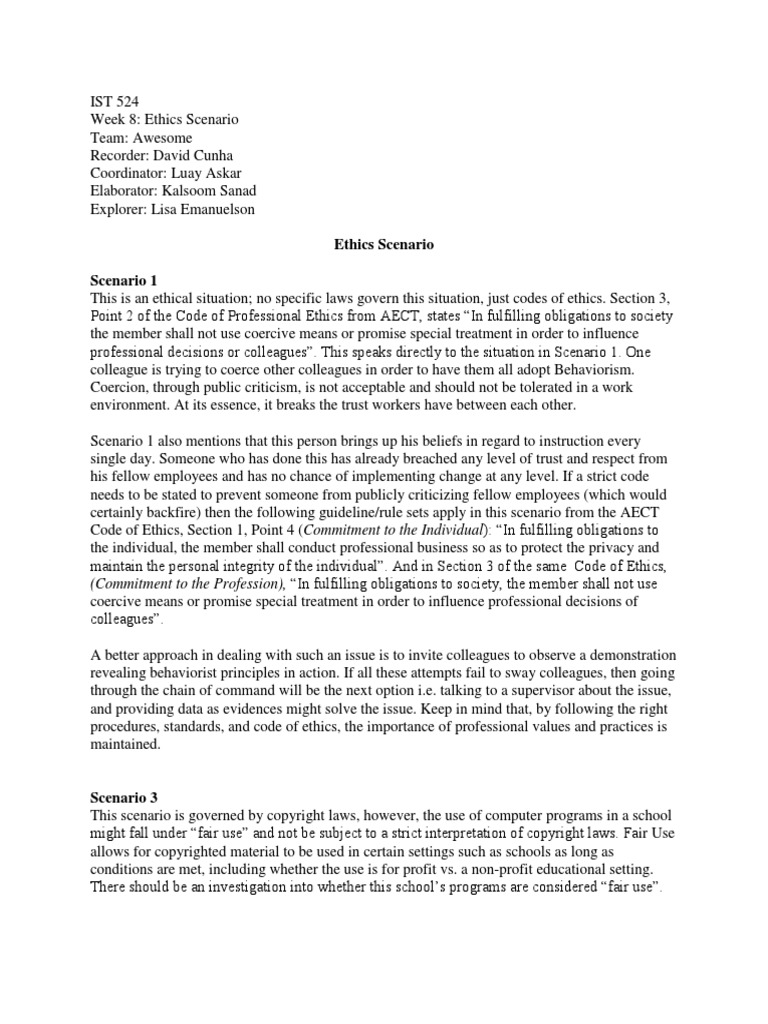 Ethics Scenario Final Cut | PDF | Fair Use | Copyright Infringement