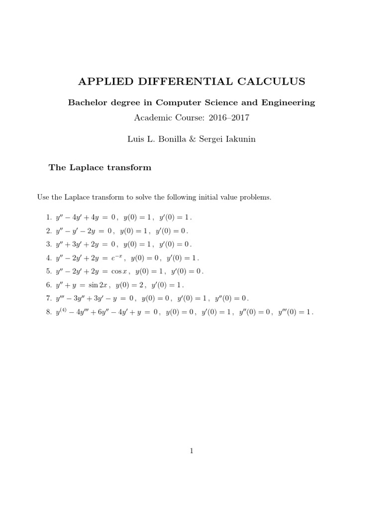 Laplace Transform Initial Value Problems | PDF