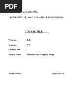 Course File Compiler Design