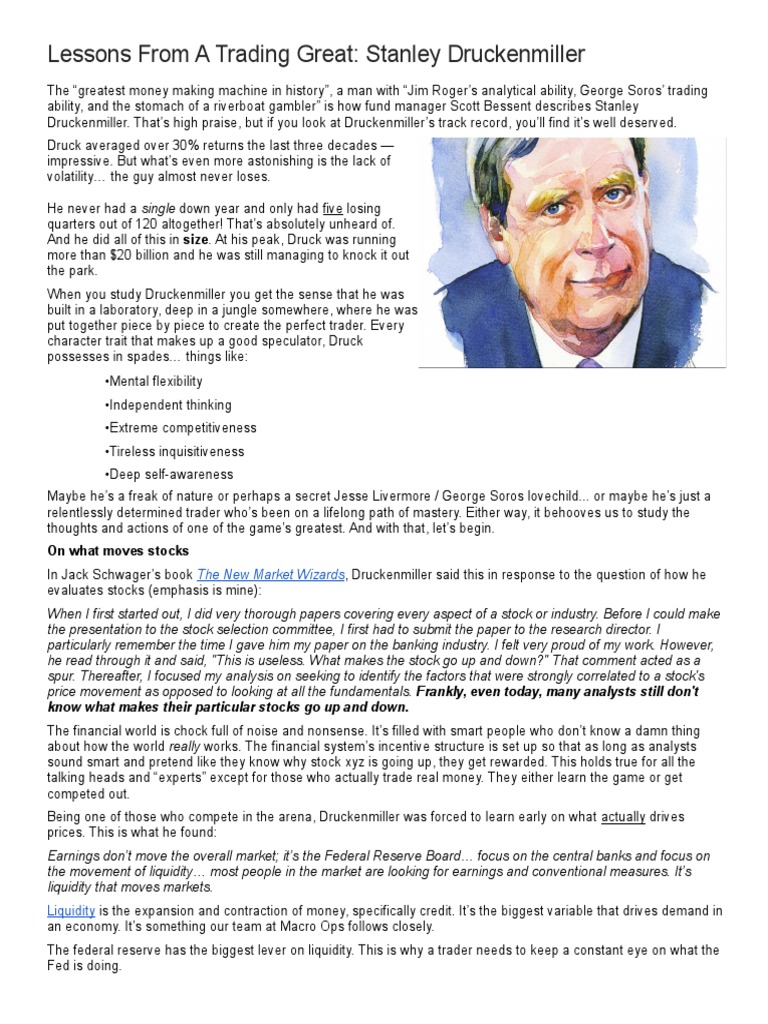 Lessons From A Trading Great - Stanley Druckenmiller | PDF | Investor |  Federal Reserve System
