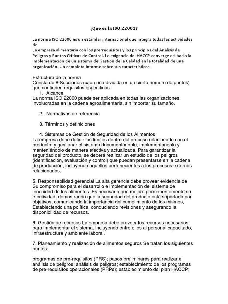 Introducción a la norma ISO 22000 | PDF | Análisis de Riesgo y Puntos ...