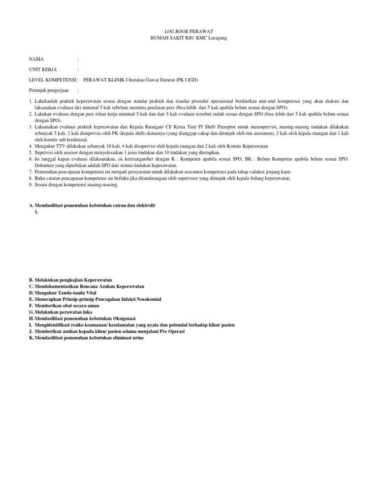 Log Book Perawat Pk i Igd