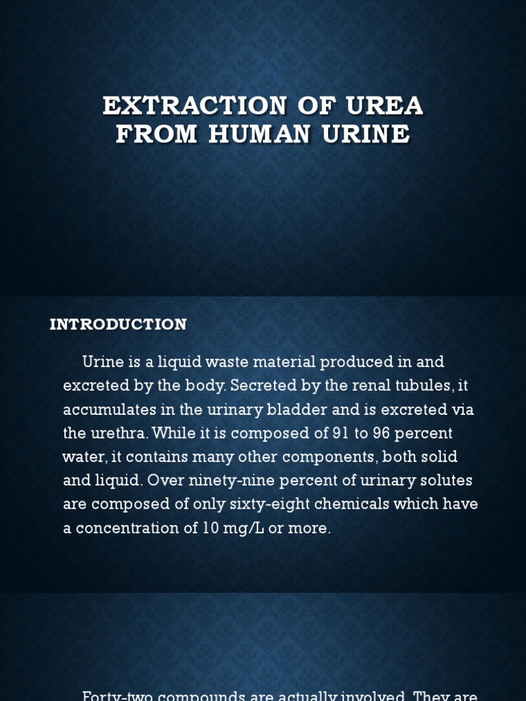 Extraction of Urea From Human Urine Urine Urea Free 30day Trial