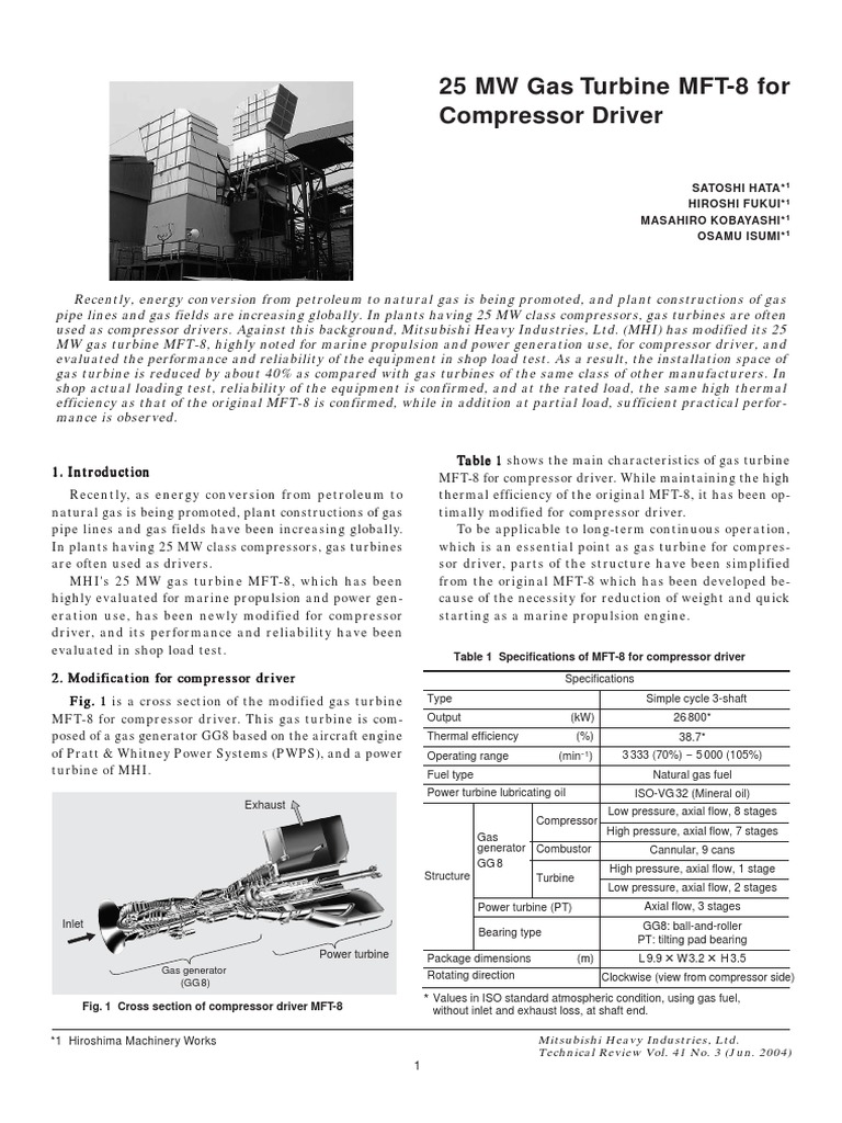 MFT-8 Gas Turbine for Compressor Use | PDF | Gas Turbine | Gas Compressor