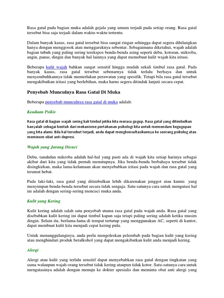 Penyebab Wajah Gatel