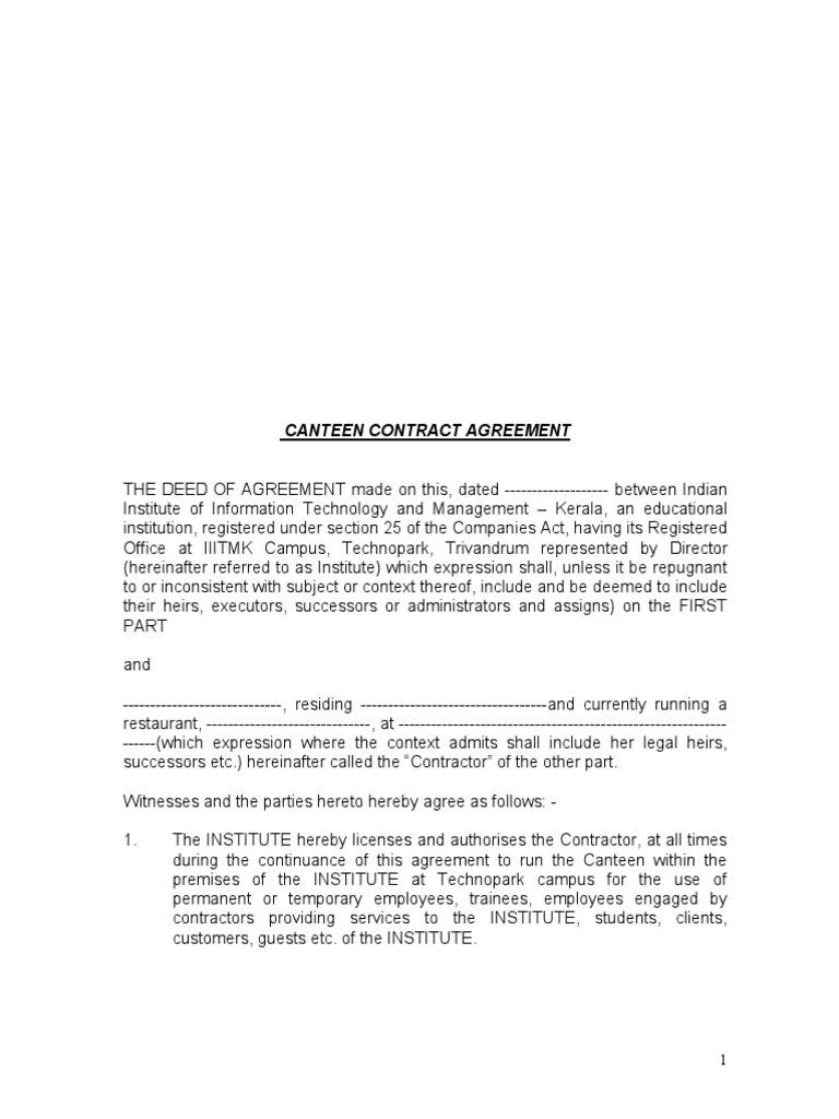 Canteen Contract 1 PDF Curry Arbitration