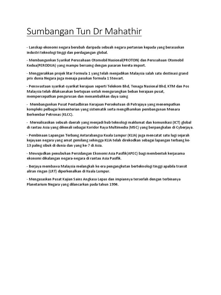 Sumbangan Tun DR Mahathir  PDF