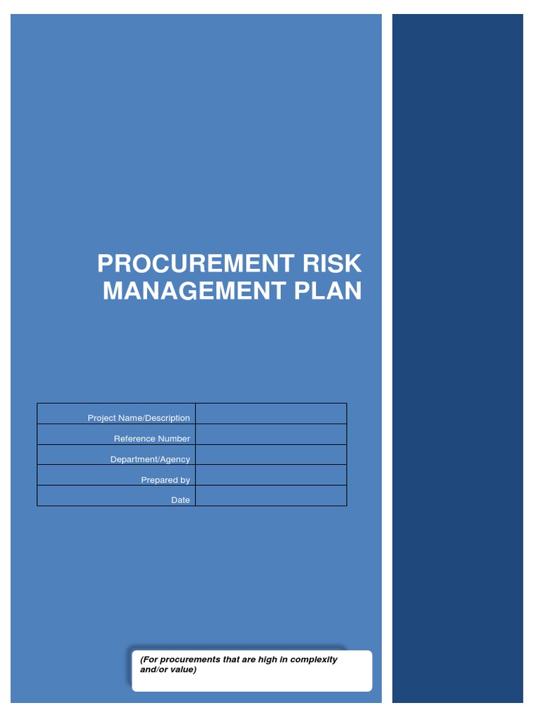 Risk Management Plan Template PDF Risk Management Procurement