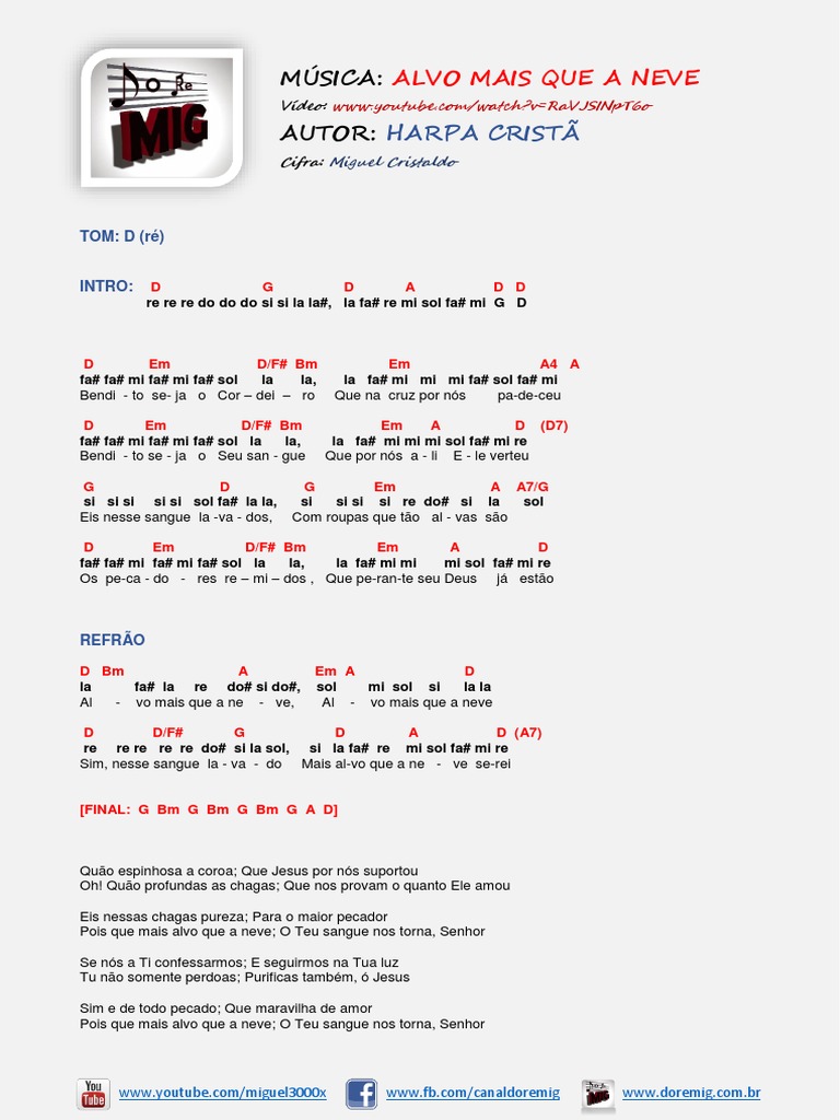 Cifras e Letra de Alvo Mais Que a Neve | PDF