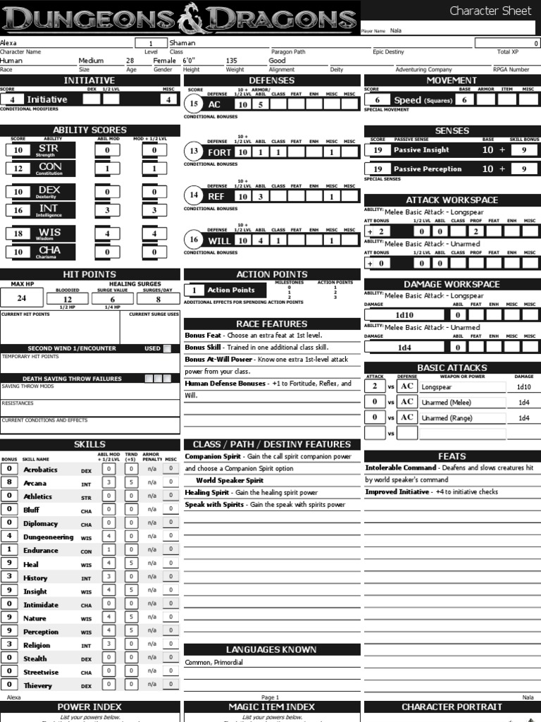 STR CON DEX INT WIS CHA: Initiative Initiative Defenses AC Movement ...