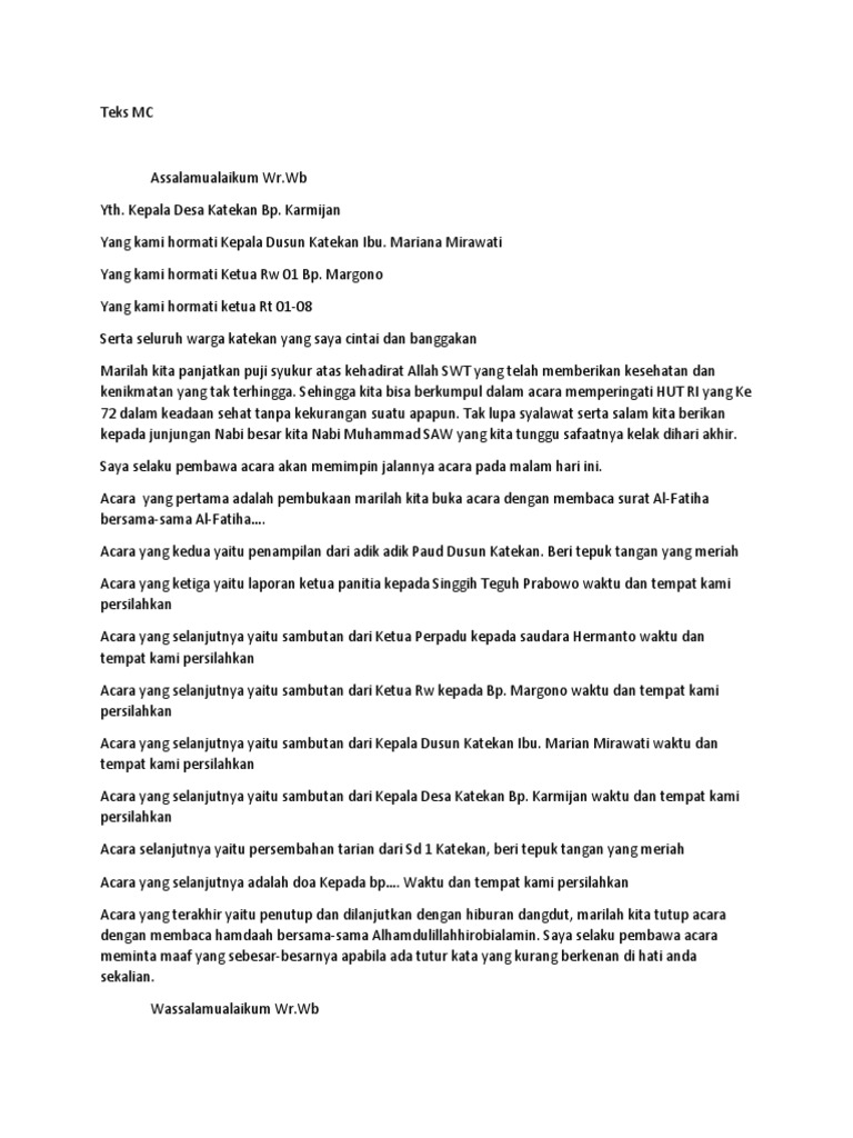 Mc Malvorlagen Bahasa Indonesia 28 Images Contoh Teks Mc