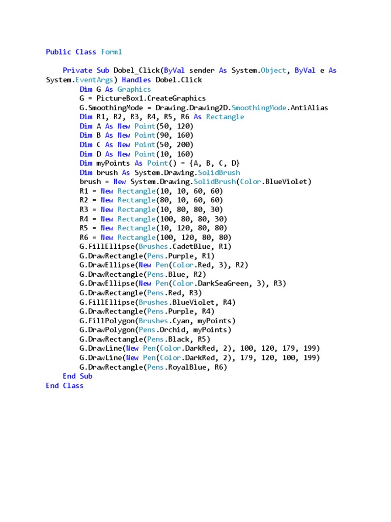 Visual Basic Graphics Drawing Example | PDF | Computers