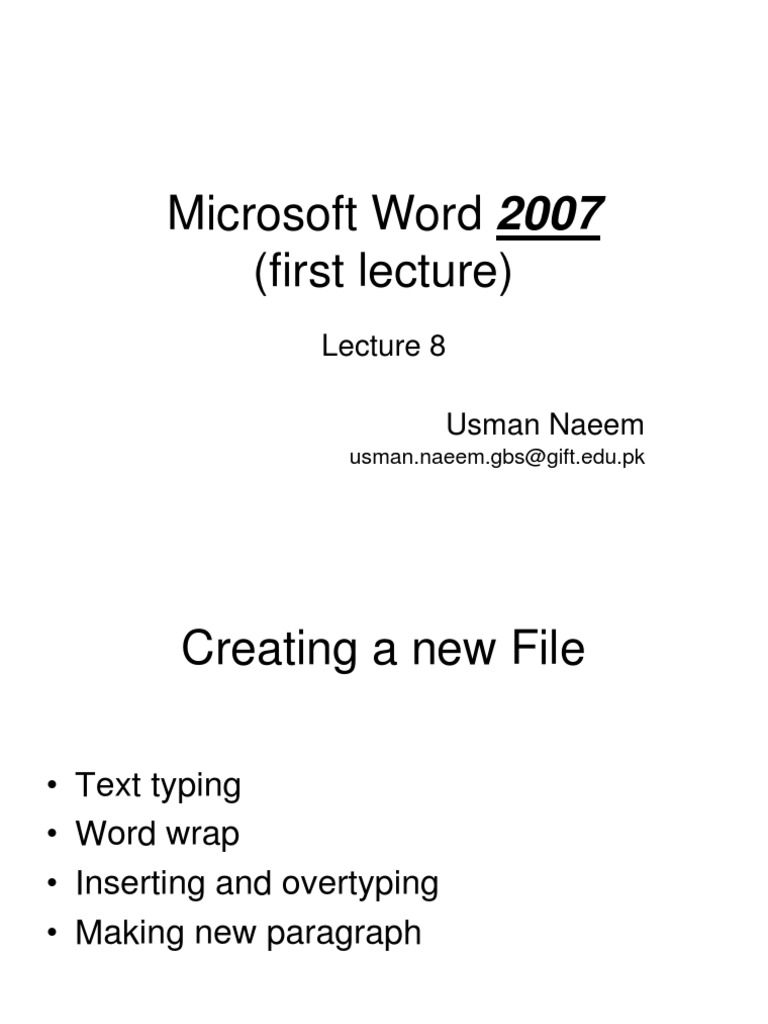 Microsoft Word 2007 Basics Guide | PDF