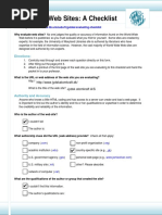 Evaluating Web Sites Checklist Form