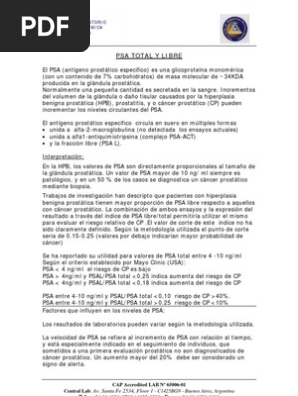 Antigeno Prostatico Y Fraccion Libre Antigeno Prostatico Fraccion Libre Bajo