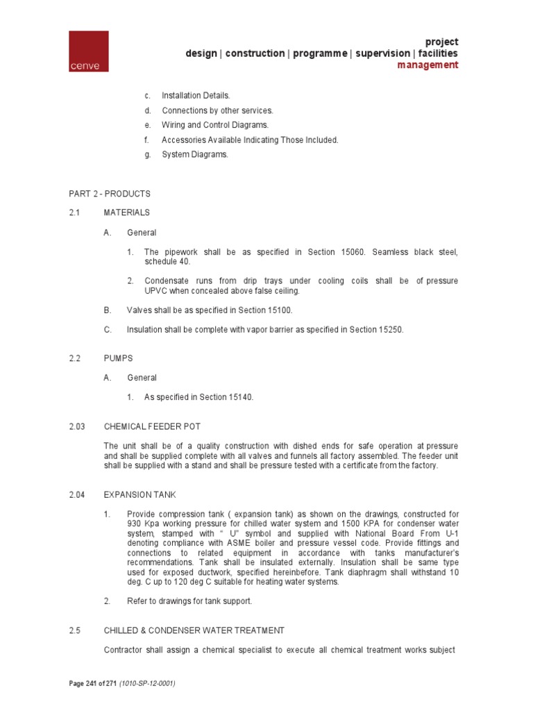 Mechanical Specification | PDF | Specification (Technical Standard) | Hvac