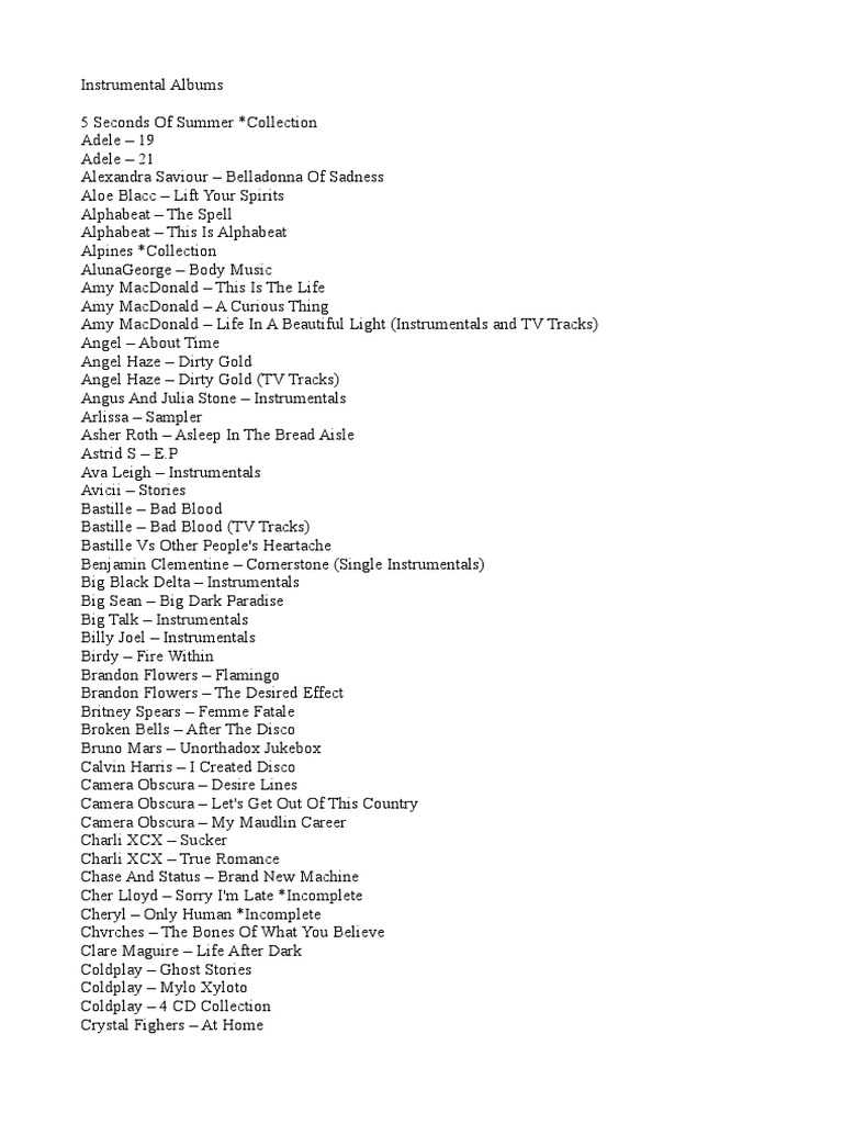 Instrumental Albums List - Odt | PDF | Musicians | Music Industry