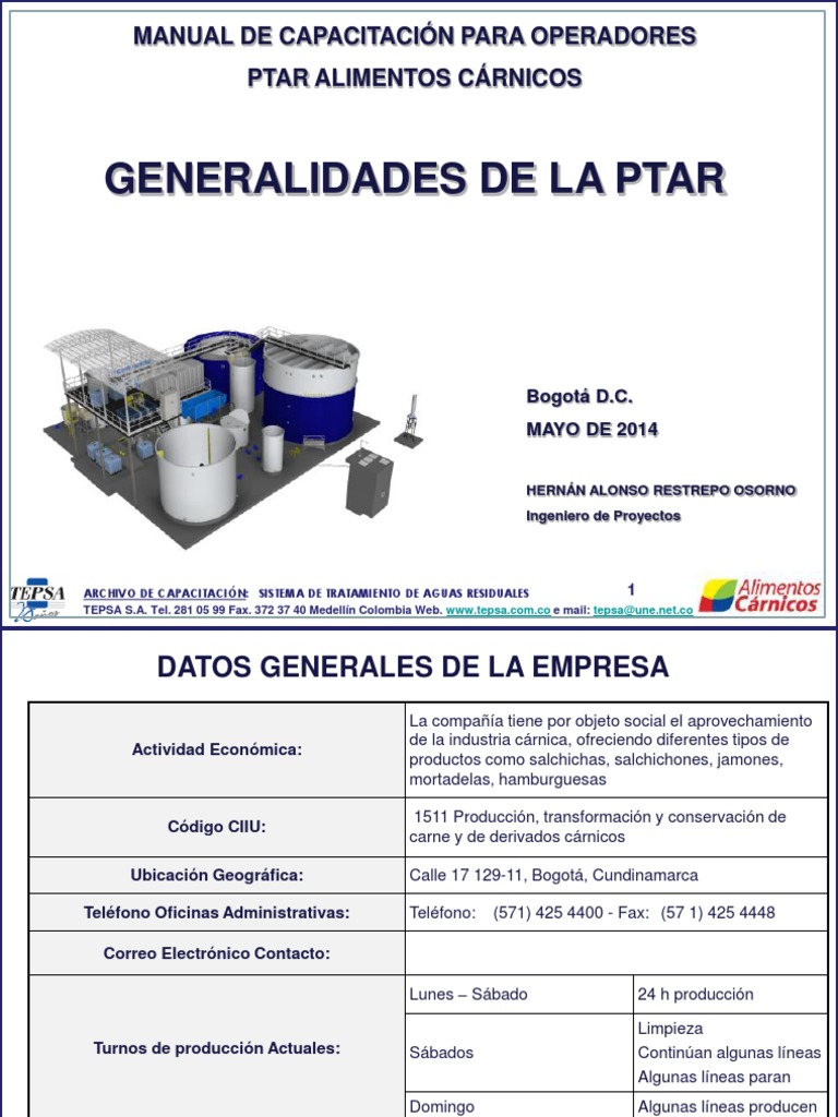 1 Generalidades de La PTAR | PDF | Gasolinera | Aguas residuales