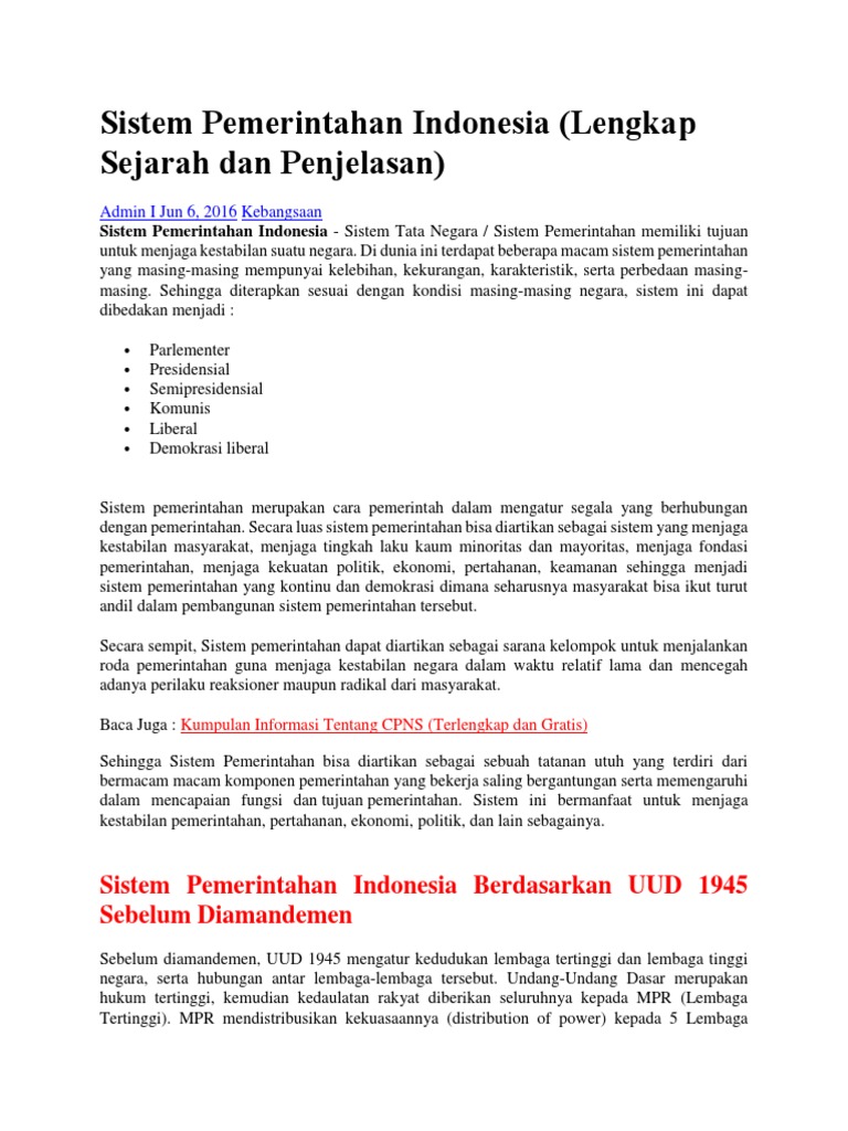 Sistem Pemerintahan Indonesia Pdf