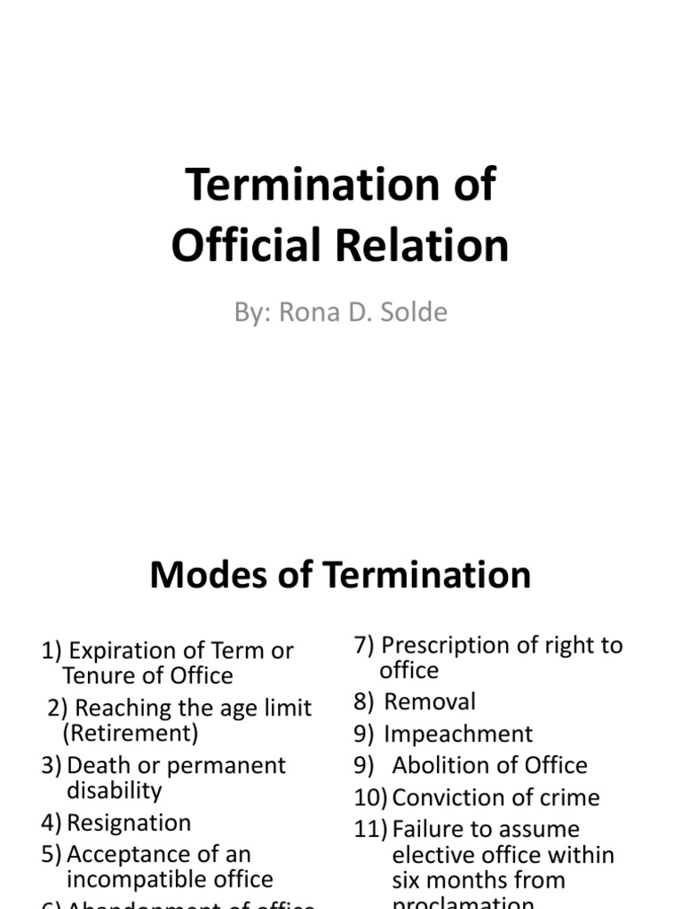 Modes of Termination of Office | PDF | United States Constitution ...