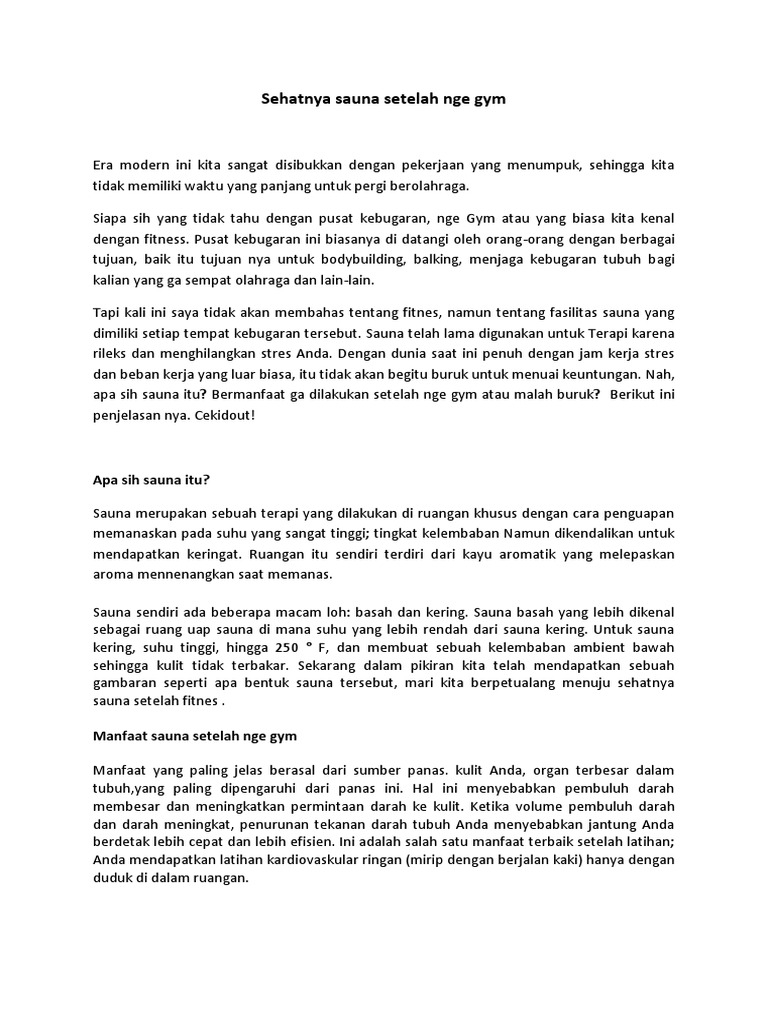 Sehatnya Sauna Setelah Nge Gym PDF