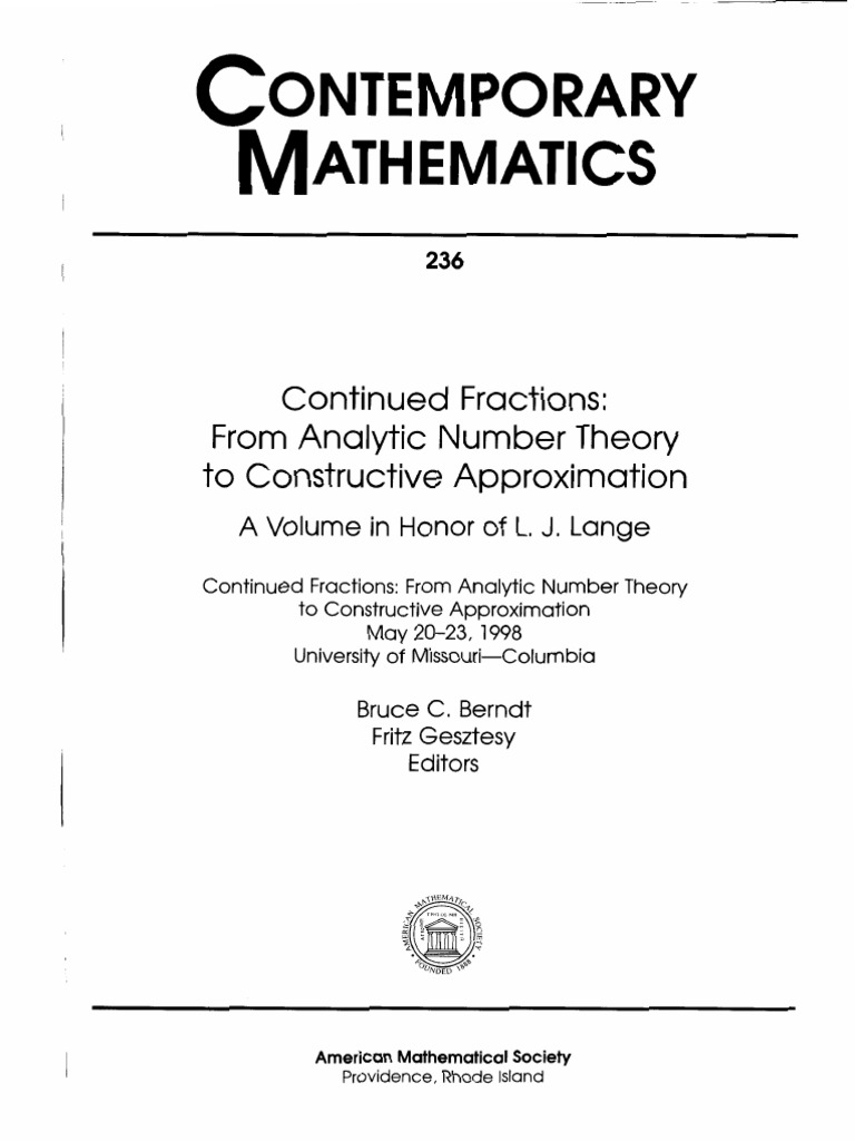 Continued Fractions From Analytic Number Theory To Constructive AMS