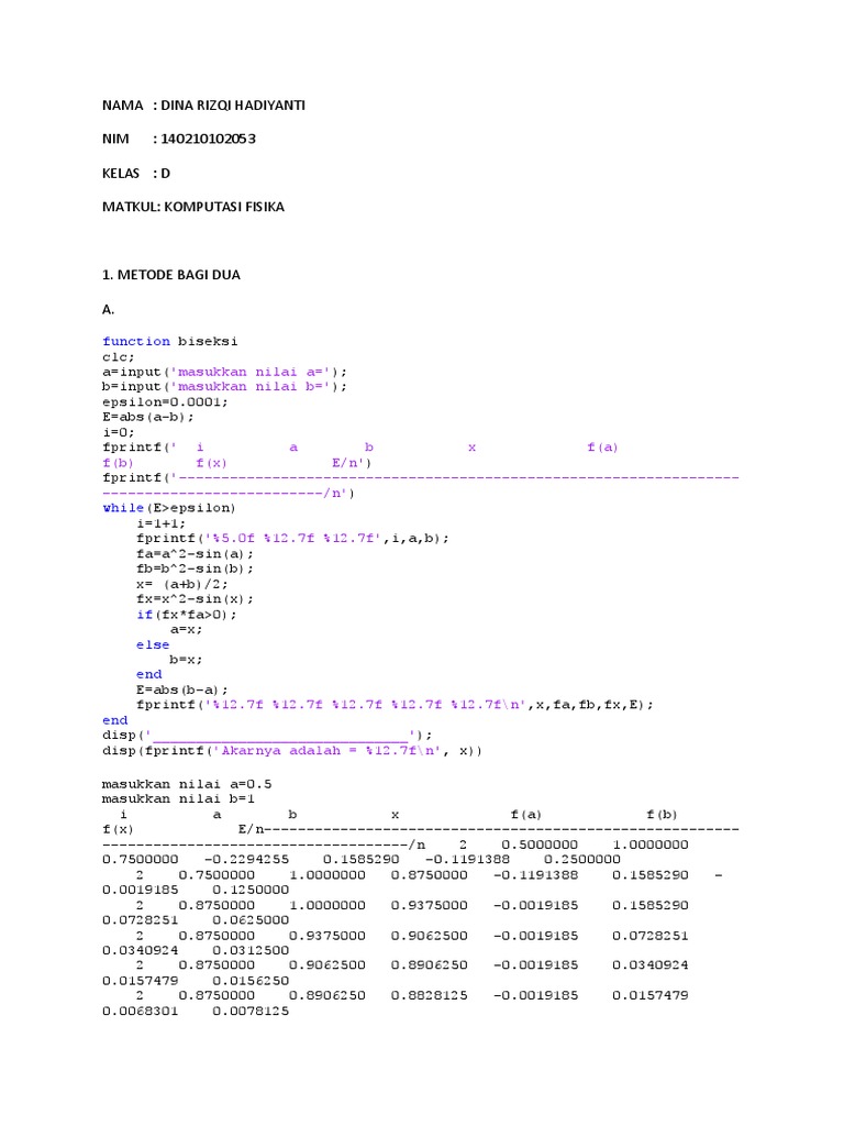 Bisection and False Position Methods in Physics Computation | PDF ...
