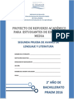 Segunda Prueba de Avance de Lenguaje y Literatura - Segundo Año de Bachilllerato - PRAEM 2016