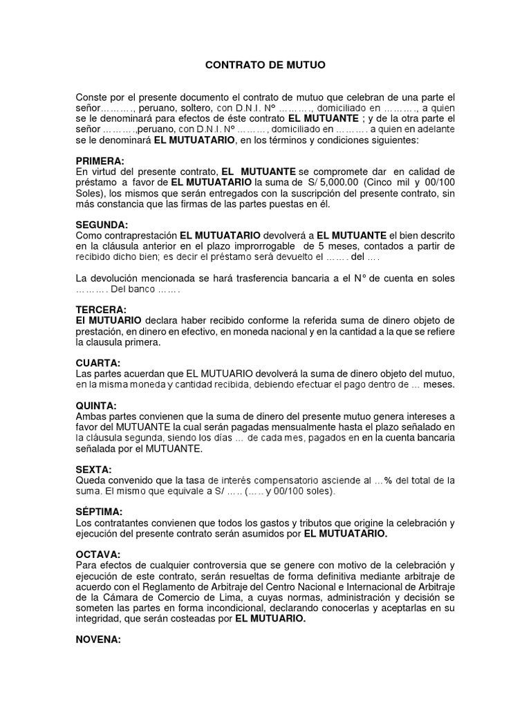 Contrato de Mutuo | PDF | Arbitraje | Bancos