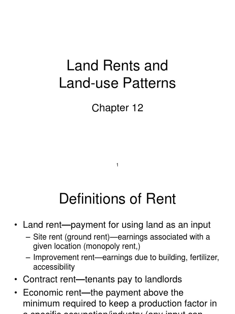 Chapter 12. Land Rents and Land Use Patterns PDF Supply (Economics