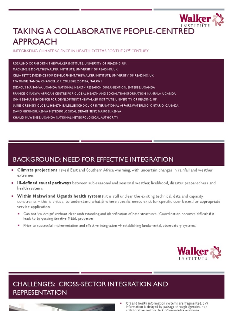 Taking A Collaborative People-Centred Approach: Integrating Climate ...