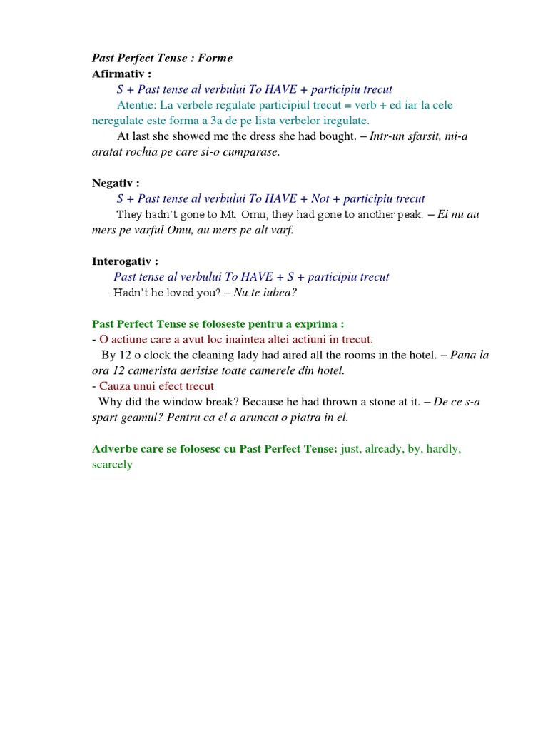 Understanding Past Perfect Tense | PDF