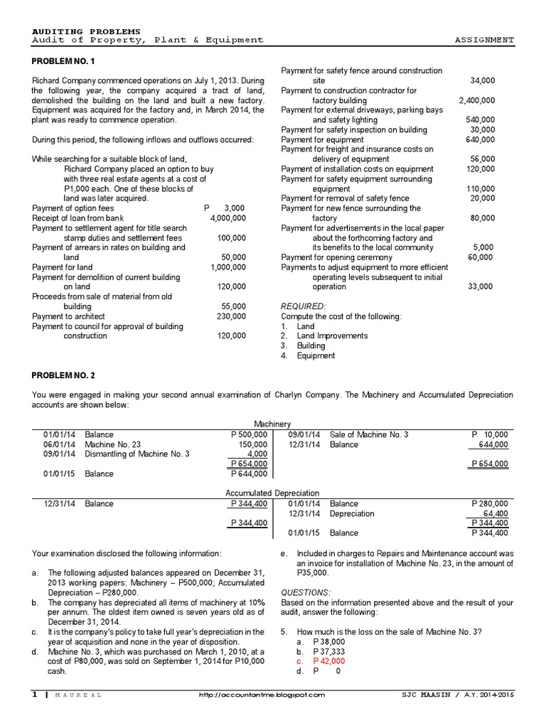 Audit of Property, Plant & Equipment Analyzing Capital Expenditures PDF Depreciation