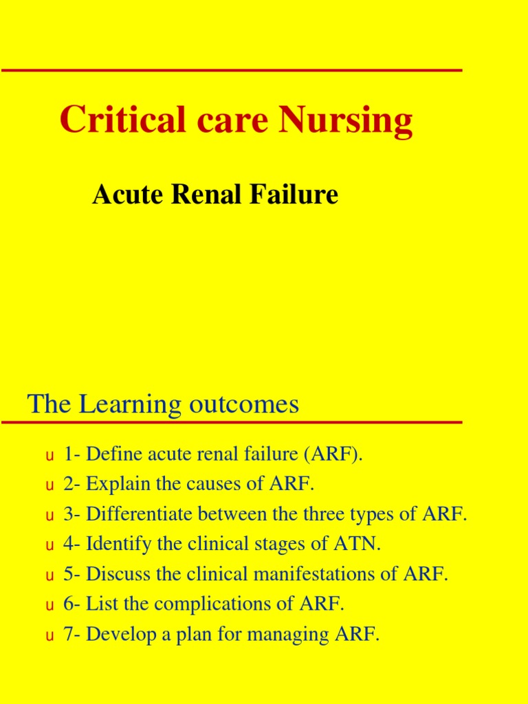 Acute Renal Failure Lecture 1 Critical Care Nursing New | PDF | Kidney ...
