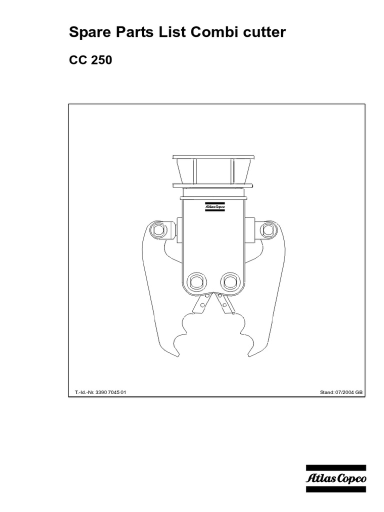 Spare Parts List Atlas Copco CC 250 Machines Mechanical Engineering