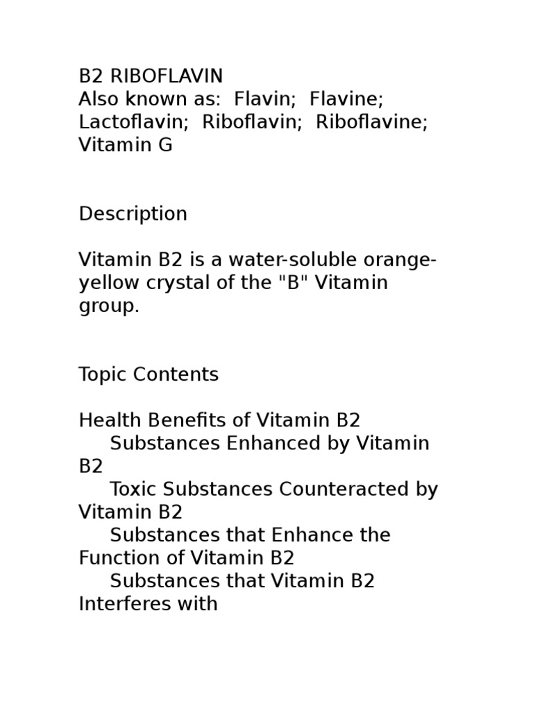 b2 Riboflavin PDF Vitamin Cofactor (Biochemistry)