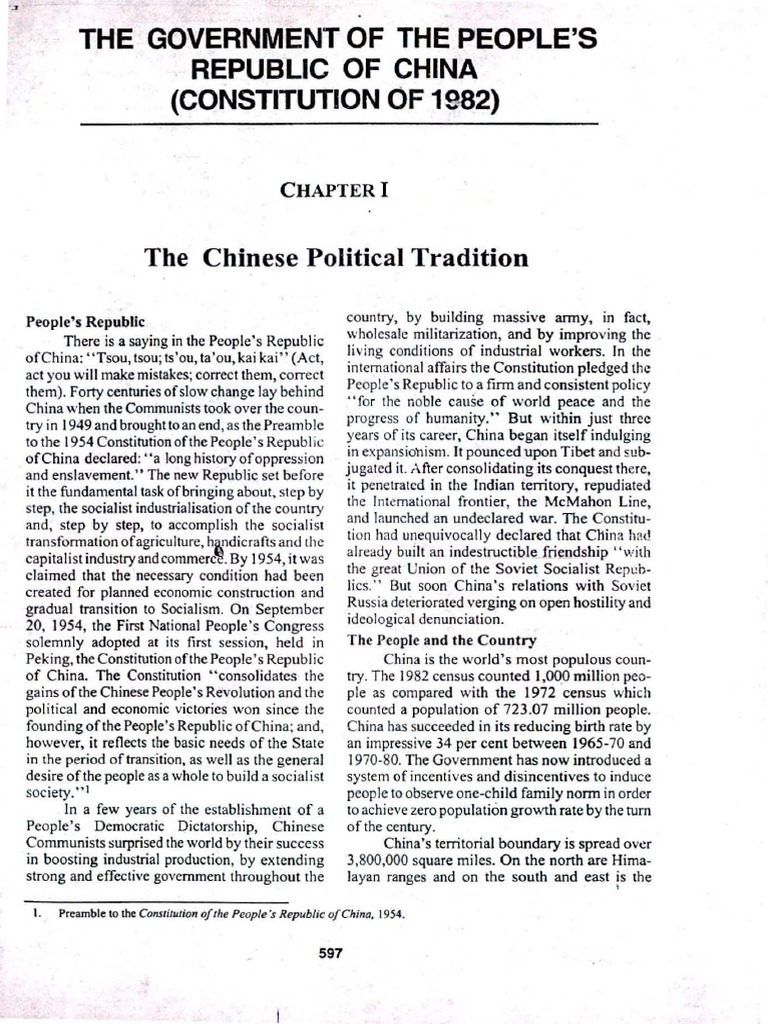 Overview of China's 1982 Constitution | PDF | Communist Party Of China ...
