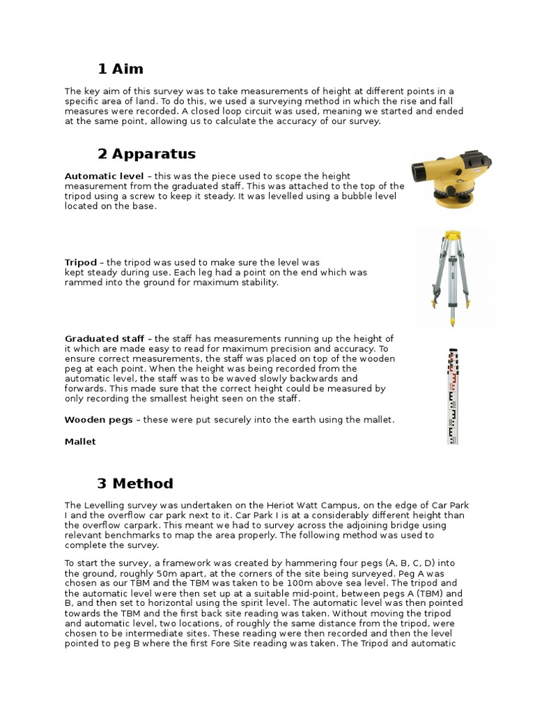 Method Of Levelling Surveying Scientific Observation