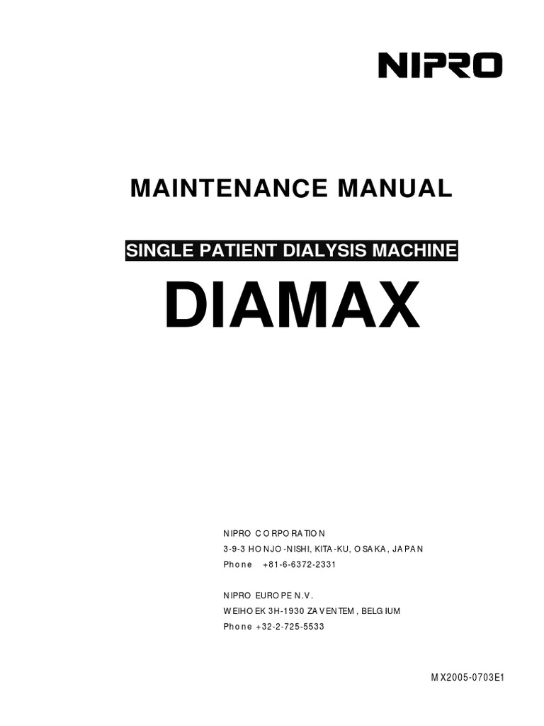 Nipro Diamax Dialysis Machine - Service Manual PDF | PDF | Nature