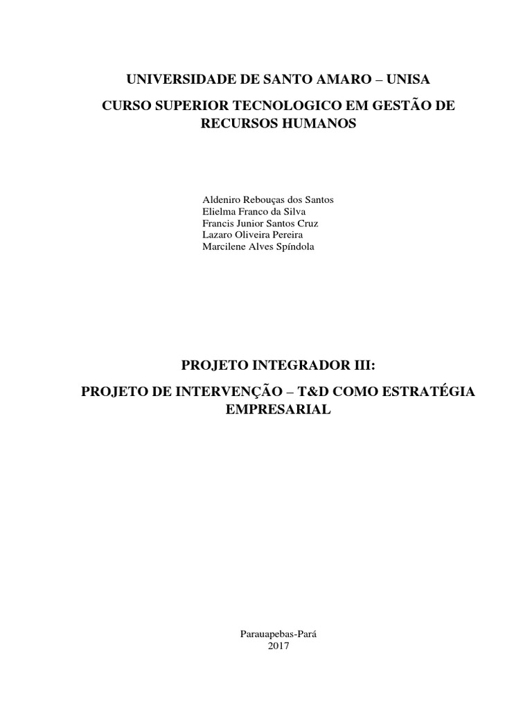 Projeto Integrador III -2017 | Desenvolvimento profissional | Gestão de ...