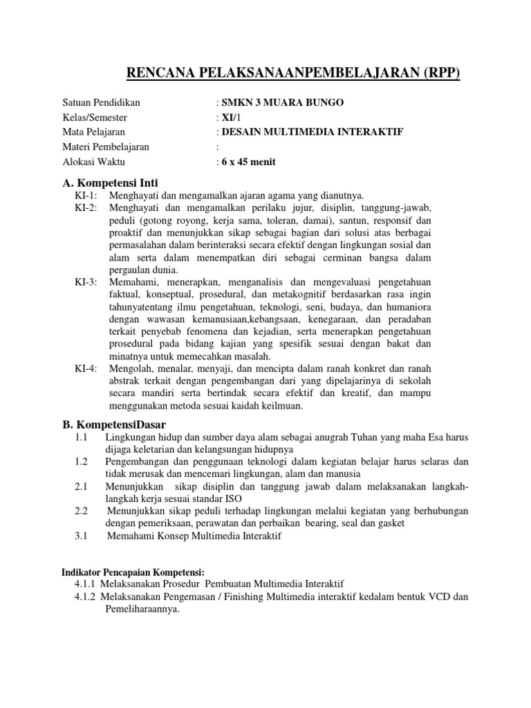 Silabus Desain Media Interaktif Kelas Xii Masnurul