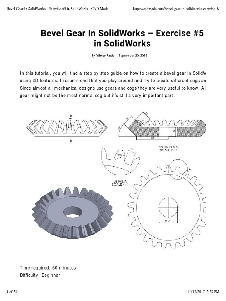 Creating Bevel Gears in SolidWorks | PDF | Gear | Space